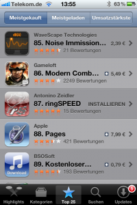 meistgekaufte App in Deutschland - Platz 87