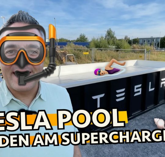 DANZEI Blog Tesla Pool Schwimmbecken Freibad Container Ladepark Hilden Supercharger Ladeweile Badespass